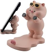 Meroqeel Cartoon Pig Cell Phone Stand for Desk, Cute Pig Strawberry Statue Phone Holder for Lovel...
