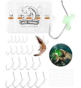UCEC Luminous Live Shrimp Hooks High Carbon Steel Fishing Hooks Saltwater Corrosion Resistant Bar...