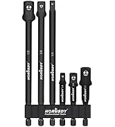 HORUSDY 6-Piece Impact Sockets Adapter Sets, 3-Inch and 6-Inch Hex Shank 1/4" 3/8" 1/2"