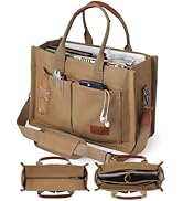 FIORETTO Canvas Tote Bag for Women with Zipper Closure &amp; Individual Compartments for Work College...