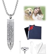 QPPKII Pet Ashes Necklace for Dog/Cat, Bullet Ashes Necklace, Pet Cremation Jewelry for Ashes Urn...