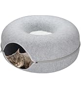 RIZZARI Cat Tunnel Bed, Peekaboo Cat Cave for Indoor Cats, Comfortable and Washable Cat House, De...