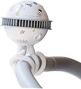 KinYiLO Baby Stroller Fan Clip On, Cute Baby Fans Bladeless,4 Level Wind Adjust, Rechargeable Bat...