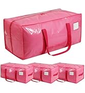 VTSVTS 4 Pack Jelly Pink Large Moving Bags, Heavy Duty Storage Bags with Side Handle &amp; Tag Pocket...