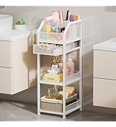 SWTYMIKI 4-Tier Hair Tool Organizer - Bathroom Storage Shelf with Drawer &amp; 3 Grids, Versatile Hai...