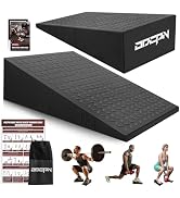 Squat Wedge Block, 2 Pcs Non-slip Heel Elevated Squat Wedge for Weightlifting Workout with Storag...