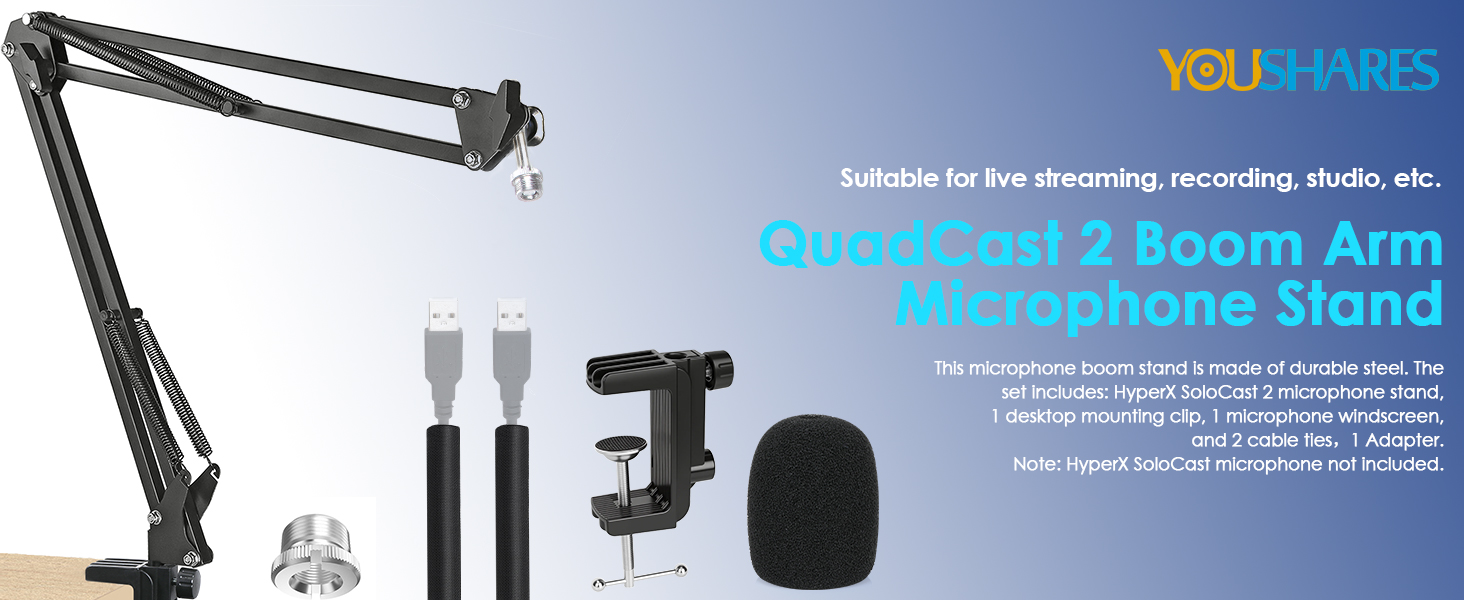 Boom Arm Stand for HyperX SoloCast 2 Adjustable Scissor Mic Stand HyperX SoloCast 2 Microphone