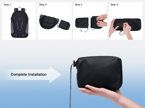 The MIYCOO packable bag folds effortlessly into a small pouch. Ideal for easy storage and travel.
