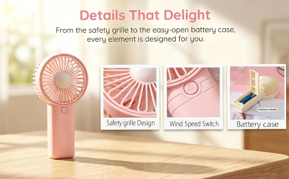 mini fan,handheld Fan,Simple one-button single-speed design for instant on/off,Summer Gifts