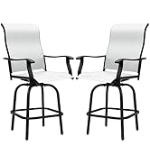 Maemttes 2 Piece Outdoor Patio Swivel Bar Stools, Bar Height Patio Chairs with Textilene Farbic, ...