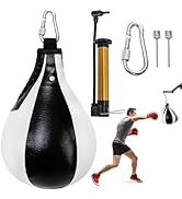 Noamus Set of 5 Boxing Speed Bag, Premium Leather Foldable Bag Inflator Kit, Wall Mount Punching ...