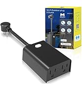 Minoston Outdoor Smart Plug Wi-Fi Plugs Outlet with 2 Individual Control Sockets, Weather-Resista...