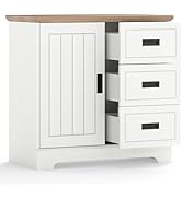 Giantex Small Sideboard Buffet Cabinet, Farmhouse Kitchen Storage Cabinet with Fluted Sliding Doo...