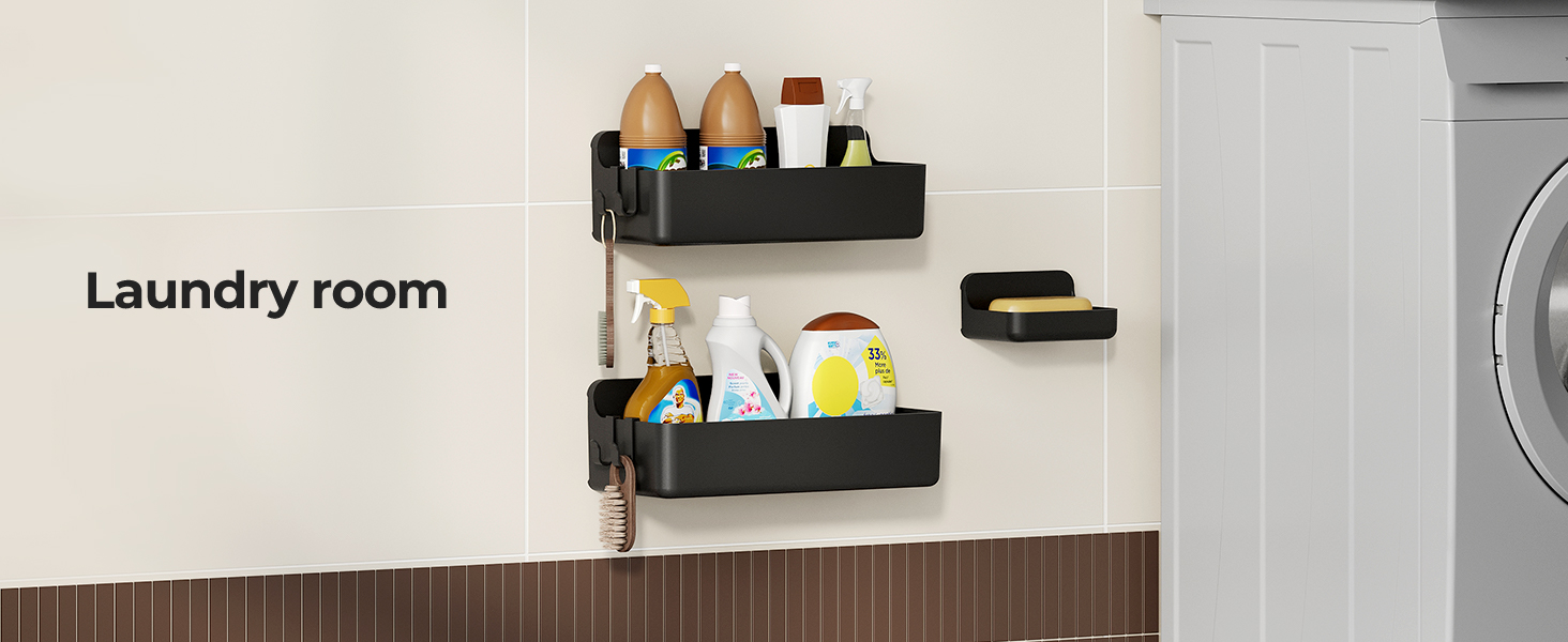 Orimade Shower Caddy 3-Pack, No-Drill Adhesive Shelves for Bathroom