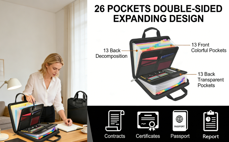 Accordion File Organizer with Lock