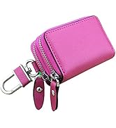 Berfi Life Car Key Fob Holder for Women, Genuine Leather Car Key Case Keychain Holder Metal Hook ...