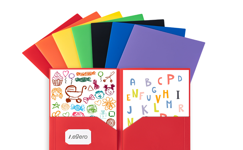 2 Pocket Poly Folders for School &amp;amp; Office, Durable Heavy Duty File Folders