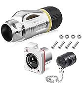 IP67 Waterproof RJ45 Connector, Industrial Ethernet Circular Connector with Push-Pull Lock for Ca...