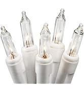 612 Vermont Clear 20 Count Christmas String Lights on White Wire Cord, UL Approved for Indoor Use...