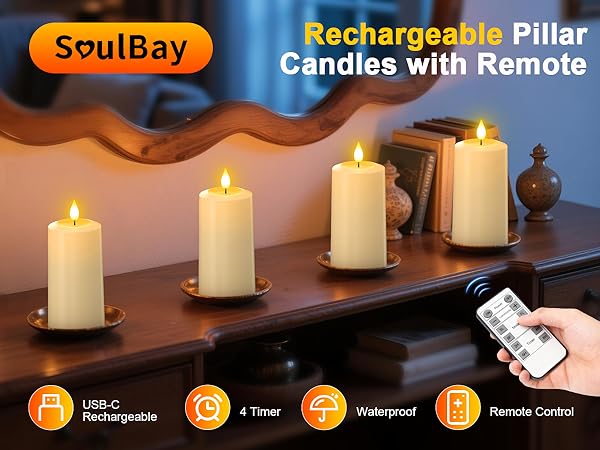 led candles fake pillar candles flickering remote control