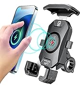 Kewig Motorcycle Phone Mount Qi 15W Wireless & USB C 20W Fast Chargeing Port, Automatically Lock ...