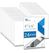 EHWINE 24 Pack Acrylic Sign Holder 4x6, Double-Sided Stand up Table Top Sign Holders, Clear Acryl...