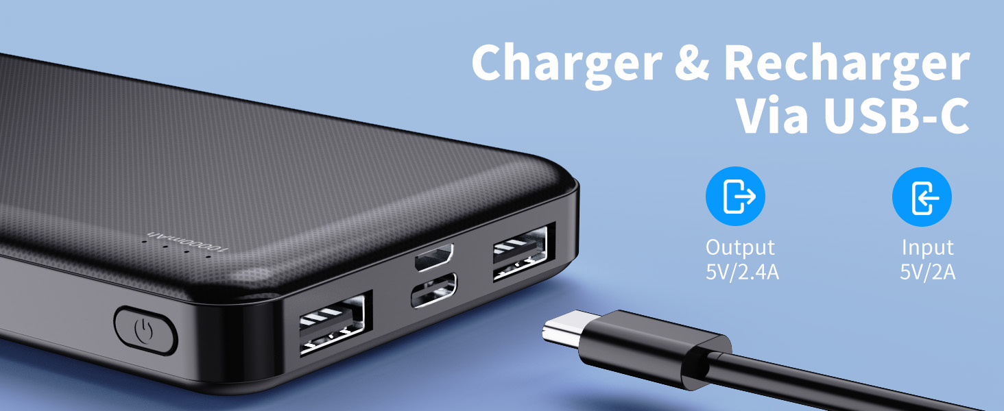 5V 2.4A/2A C port output&amp;amp;input small portable charger