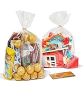 QOIUSO 9x12 Inches Cellophane Treat Bags: 126Pack Plastic Clear Gift Bags with Ties for Candy Goo...