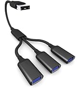 IIISOGNO USB Splitter Cable 1 in 3 Out 27CM, USB Male to 3 Female Extension Cord, Multi USBA Port...