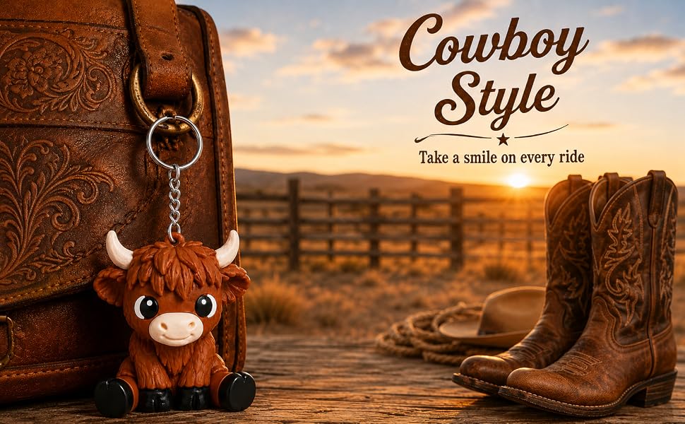 Highland Cow Keychain Car