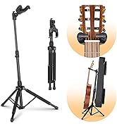 CAHAYA Gravity Lock Guitar Stand Folding Tripod Floor Stand with Neck Holder Height Adjustable Un...