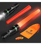 2 Pieces Traffic Wand, 16-Inch Flashlight Led Traffic Control Baton with 5 Flashing Modes, 250 Lu...