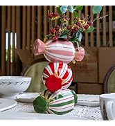 DIF DECO Unique Ceramic Vase,Candy Shape Aesthetic Vase Cute Christmas Decorative Flower Vase 9.8...