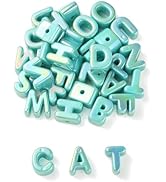 FASHEWELRY 90Pcs Large Letter Beads UV Plating Turquoise Big Alphabet Bead Paracord Beads for Key...