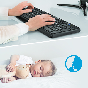 silent keyboard 3mm key travel with crater key structure reduces typing noise quiet office home