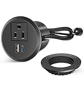 2 inch Desk Power Grommet Outlet, Recessed Power Strip Socket with 2 USB, 18W PD Fast ChargingUSB...