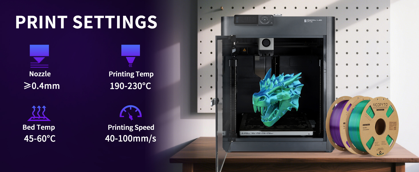 Dual Color Silk PLA 3D Printer Filament 1.75mm Silk Filament 1KG