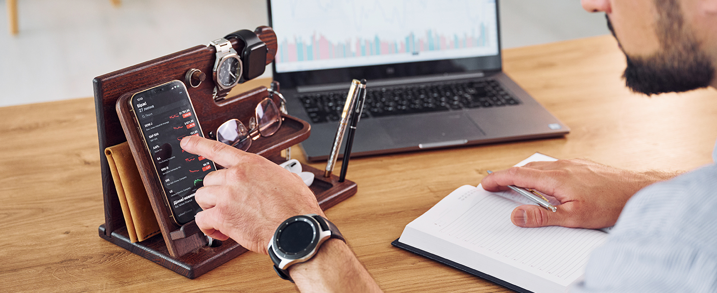 Christmas gift, Wooden desk organizer, Workspace essential, Office organization, Holiday present
