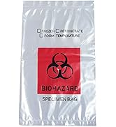 Daarcin Biohazard Specimen Bags,100pcs 6x9in/15x25cm with Biohazard Red Logo Printing, Ziplock To...