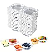 15pcs Double Compartment Condiment Containers with Lids,2025 New 2 Compartment Reusable Plastic S...