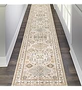 Pauwer Runner Rug 2x10 Non-Slip Washable Low-Pile Accent Rug, Vintage Distressed Throw Carpet, Ha...
