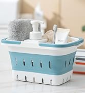 Foldable shower caddy basket blue for dorm bathroom