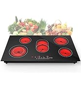 Electric Cooktop 36 inch 5 Burner 8600W Built-in Electric Burner Stove Top 220V Electric Ceramic ...