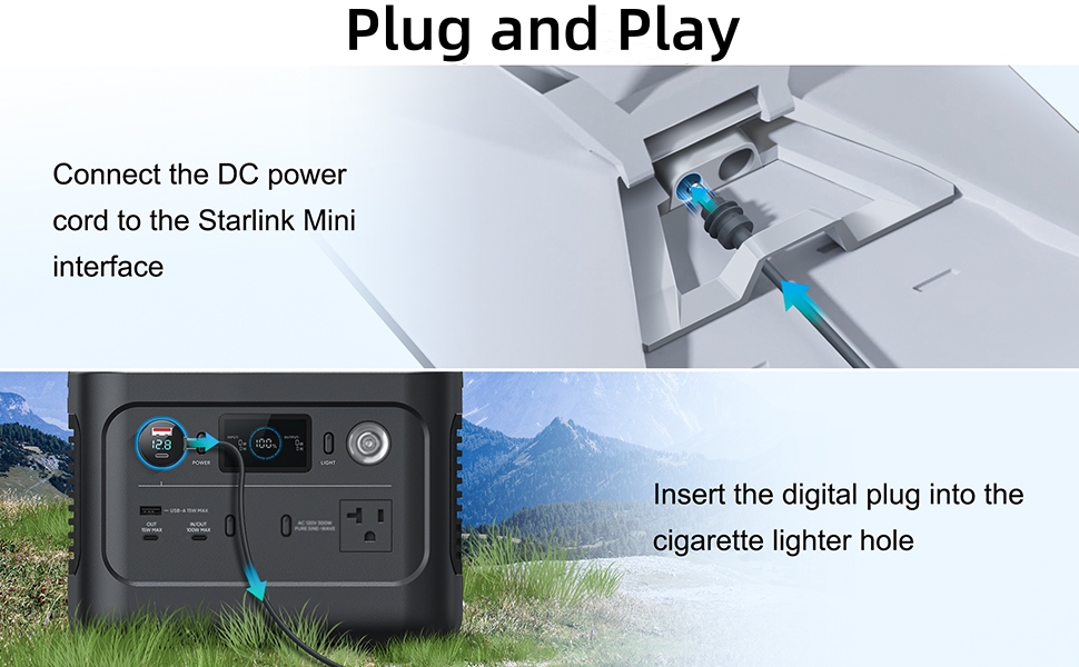 Starlink Mini Car Charger DC Power Cable Cigarette Lighter