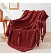 EXQ Home Fleece Throw Blanket for Couch or Bed - 3D Waffle Patchwork Pattern Jacquard Decorative ...