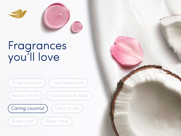 Different pink drops &amp; round glass on top of cream next to text that reads: Fragrance you'll love.