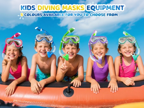 Kids Snorkel Set, Children Swimming Goggles, Anti-Fog Diving Mask and Dry Top Snorkel Set kids 4-14