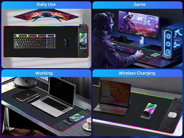 RGB Gaming Mouse Pad With Wireless Charging