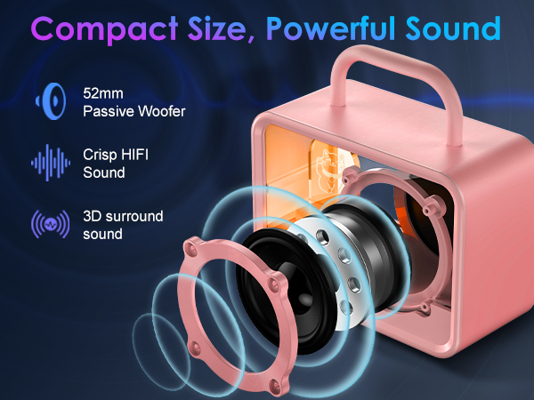 Portable Bluetooth Speaker with Lights Powerful Crystal Clear Sound cute desk accessories
