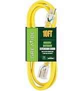 GREATIDE 10 Ft Lighted Outdoor Extension Cord - 10/3 SJTW Heavy Duty Yellow Extension Cable with ...